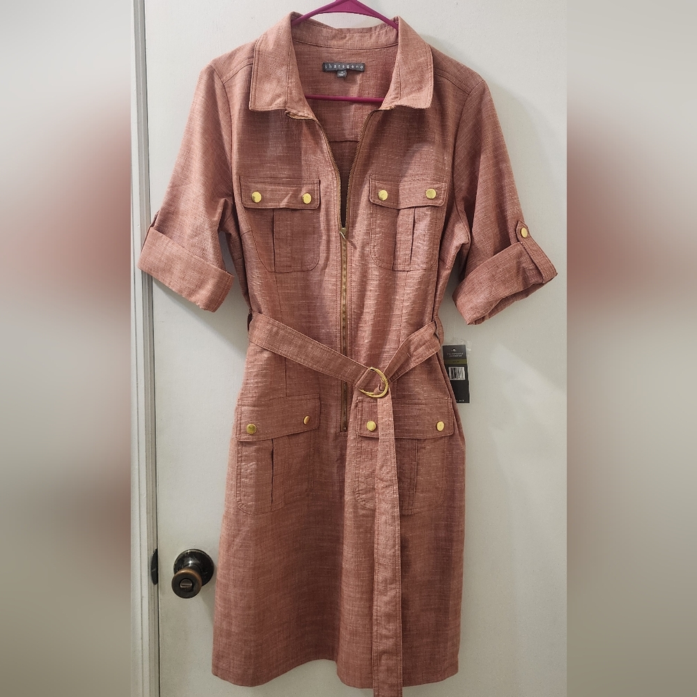 Sharagano Belted Shirt Dress